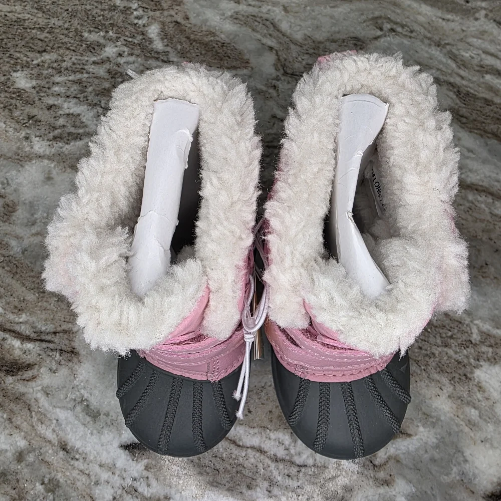 New Cat & Jack Pink and Gray Denver Winter Boots Little Girls Size 5